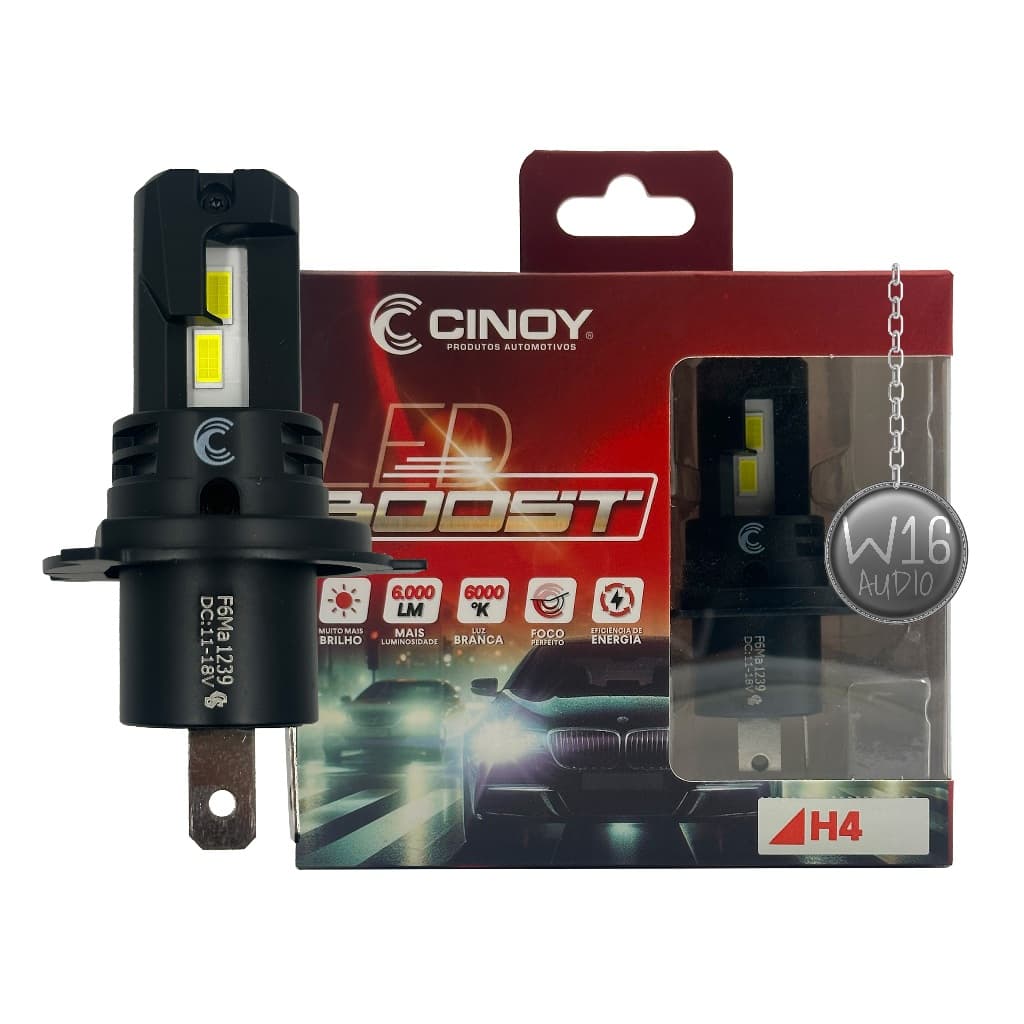 Par Lâmpadas Led Boost Cinoy 6000 Lumens H4 12V Sem Erro