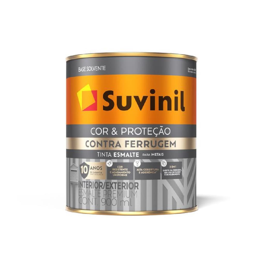 ESMALTE SUVINIL CONTRA FERRUGEM BRILHANTE 900ML VÁRIAS CORES